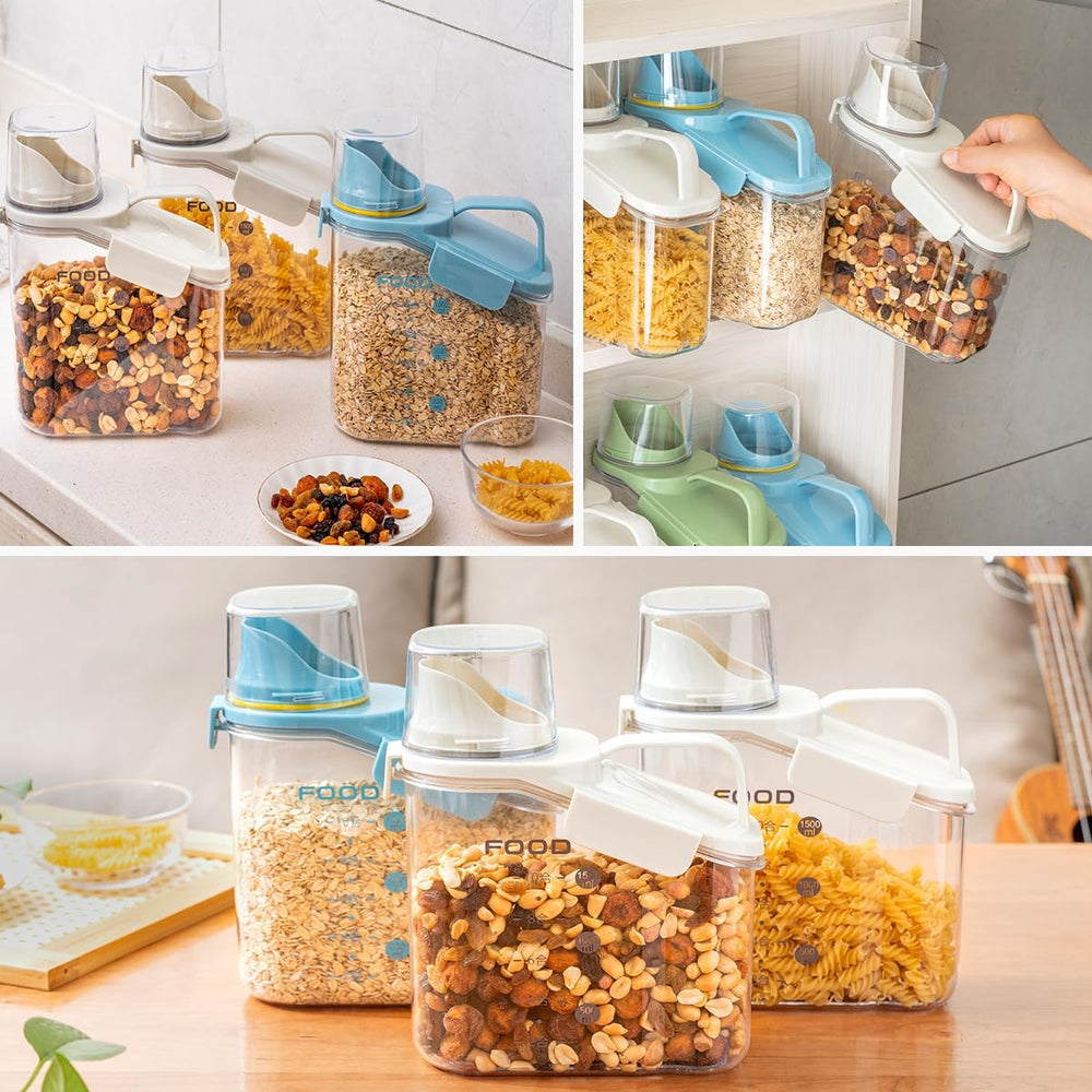 LANGMINGDE 3 Pieces Cereal Containers Storage, 51fl.oz/1.5L Compact Crystal C...