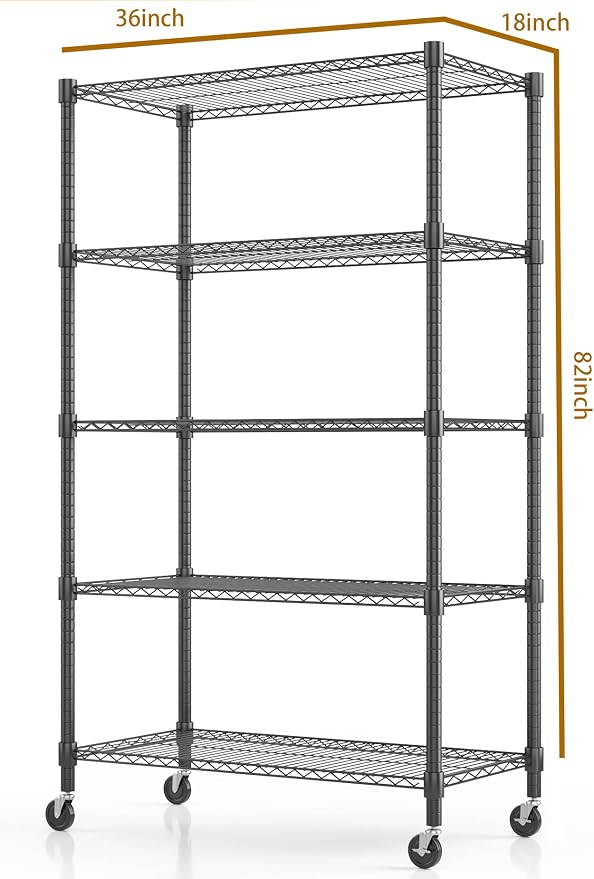 Himimi 5-Tier Heavy Duty Steel Wire Rack Storage Shelving, Adjustable Metal - Image 3