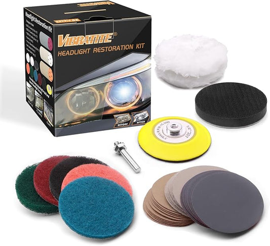 3 Inch Car Headlight Restoration Kit, Car Polishing Sanding Discs Assortment - Image 2