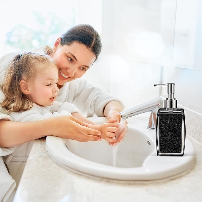 Black Soap Dispenser with Refillable Plastic Pump - Image 8