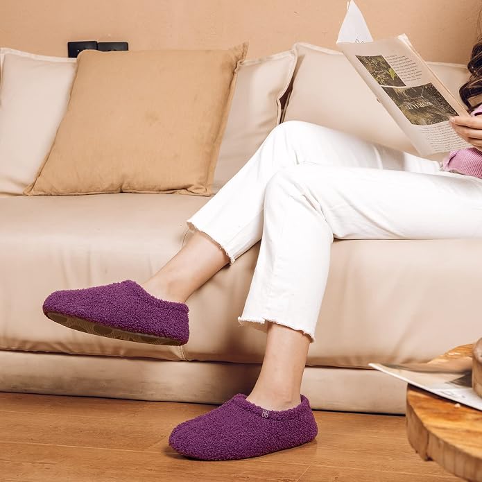 HomeTop Women's Fuzzy Curly Fur Memory Foam Loafer Slippers - Image 2