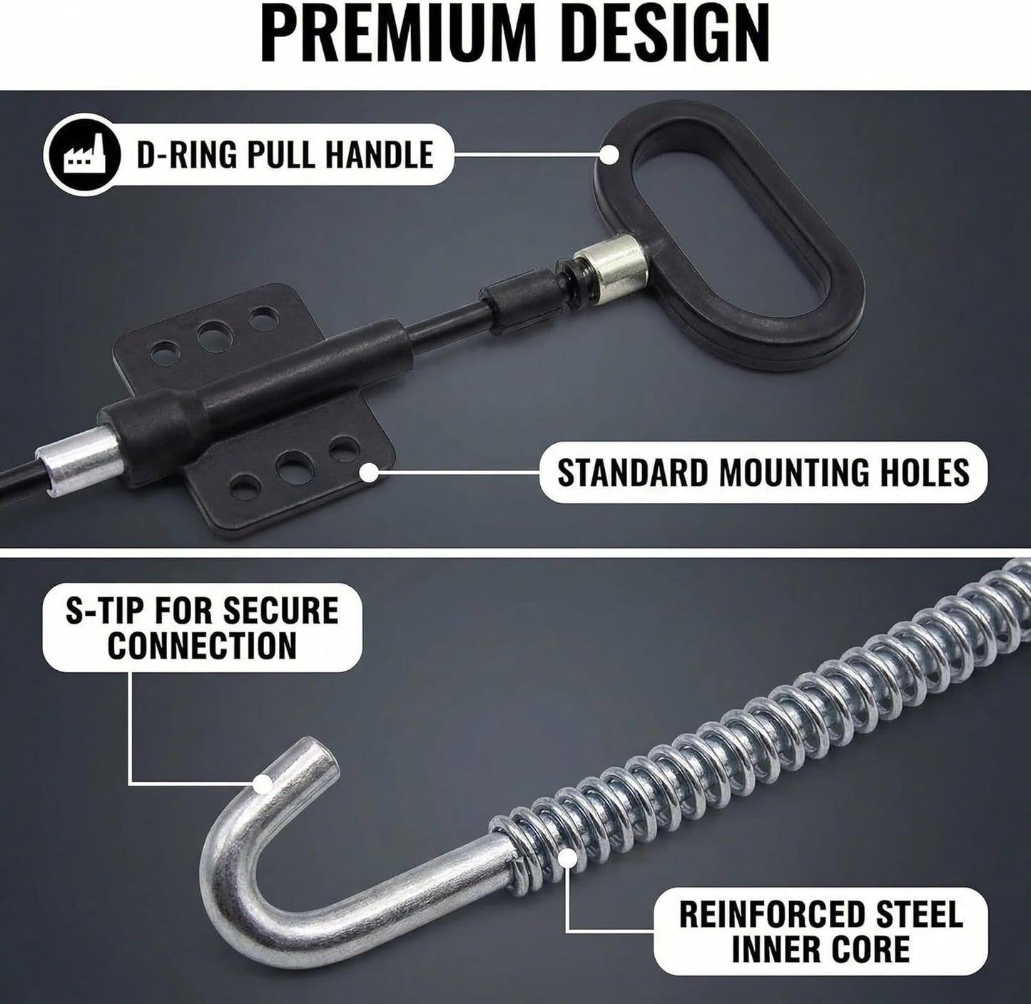 2 Pack Recliner Release Cable Replacement, D-Ring Pull Handle with S Tip, 4.75 Inch Exposed Length, Recliner Parts for Sofa Couch Lift Loveseat Rocker Glider Recliner Chairs