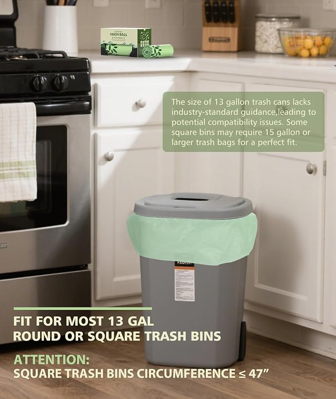 Large Compostable Trash Bags 13 gallon 60 Packs, AYOTEE Biodegradable Trash Bag - Image 6