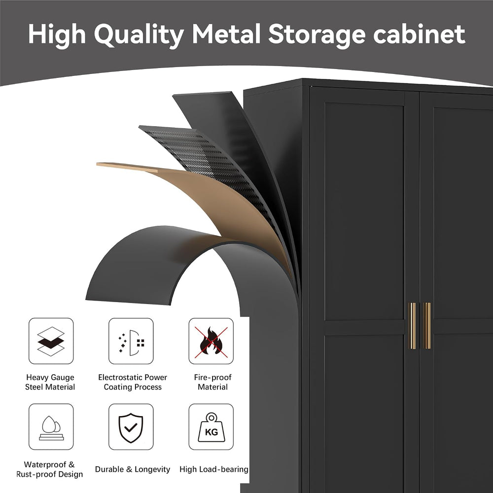 Bevivog Metal Kitchen Pantry Cupboard Cabinet, 71" Black Utility Storage...