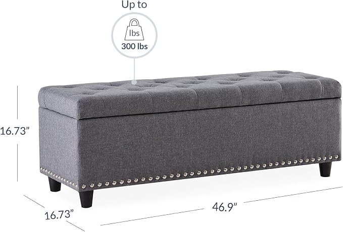 BELLEZE 47" Storage Ottoman, Storage Bench - Image 2