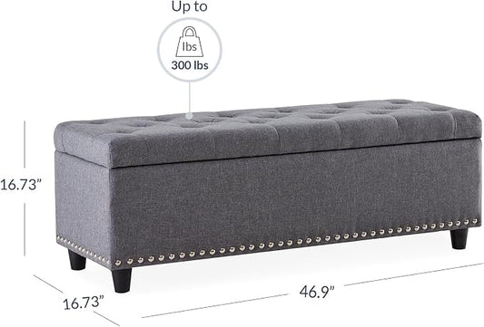 BELLEZE 47" Storage Ottoman, Storage Bench - Image 2