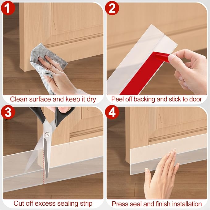 MYFAMIREA Door Weather Stripping 1IN x 20FT Door Draft Stopper Seal Tape - Image 5