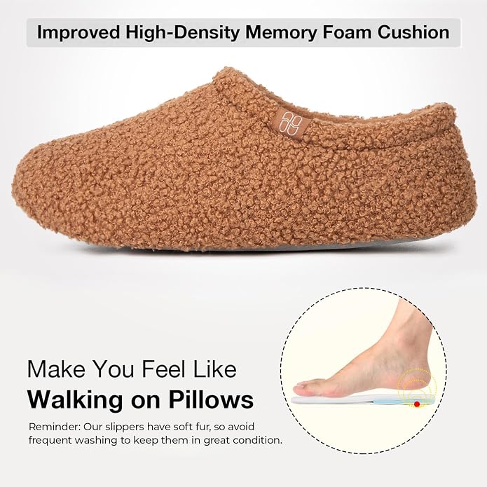 HomeTop Women's Fuzzy Curly Fur Memory Foam Loafer Slippers - Image 4