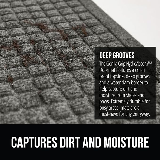 GORILLA GRIP Front Door Mat, Indoor Outdoor Ultra Absorbent HydroAbsorb Doormat - Image 5