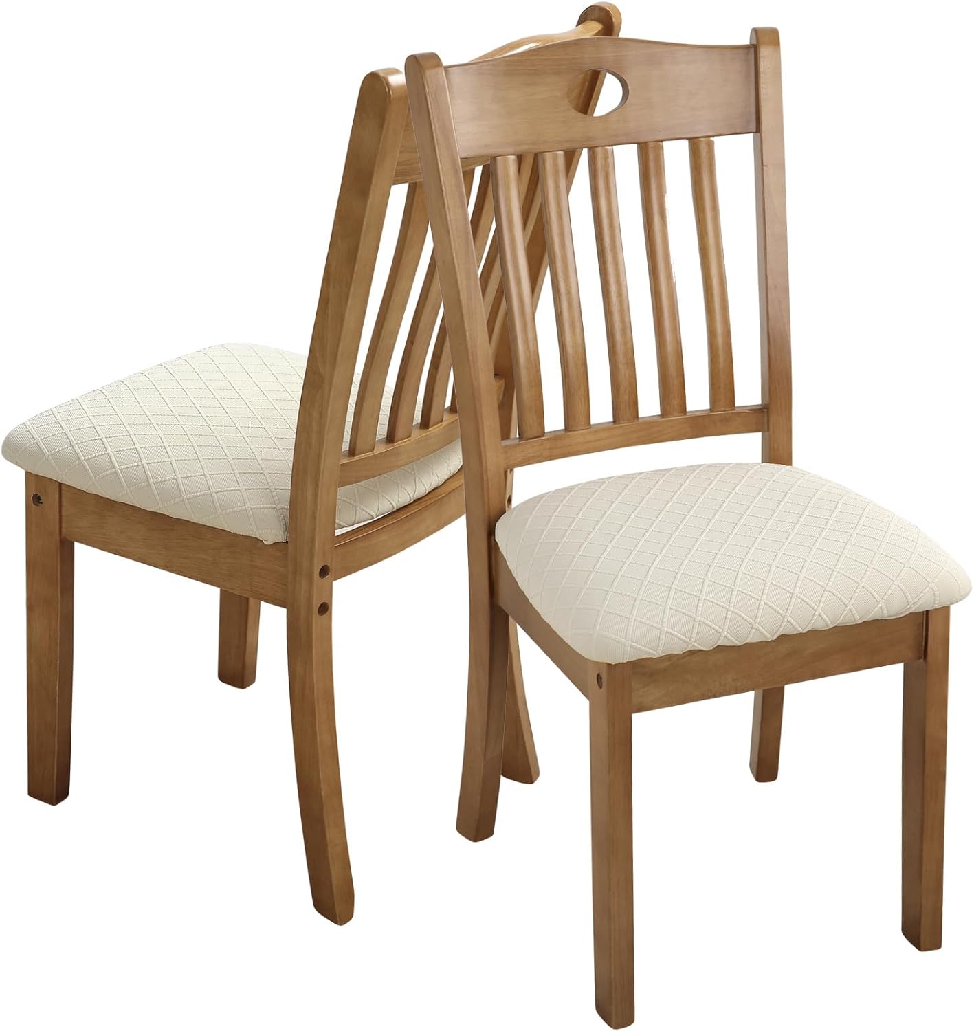 Fuloon Stretch Chair Seat Covers 6 PCS, Removable Washable Dining Chair Covers Anti-Dust Dining Room Seat Cushion Slipcovers (6, Beige)