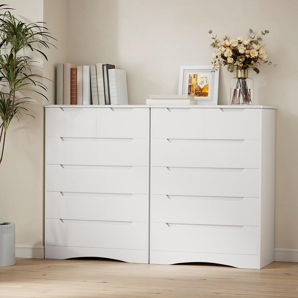 Gizoon Tall 6 Drawer Dresser, White Bedroom Chest of Drawers Cabinet
