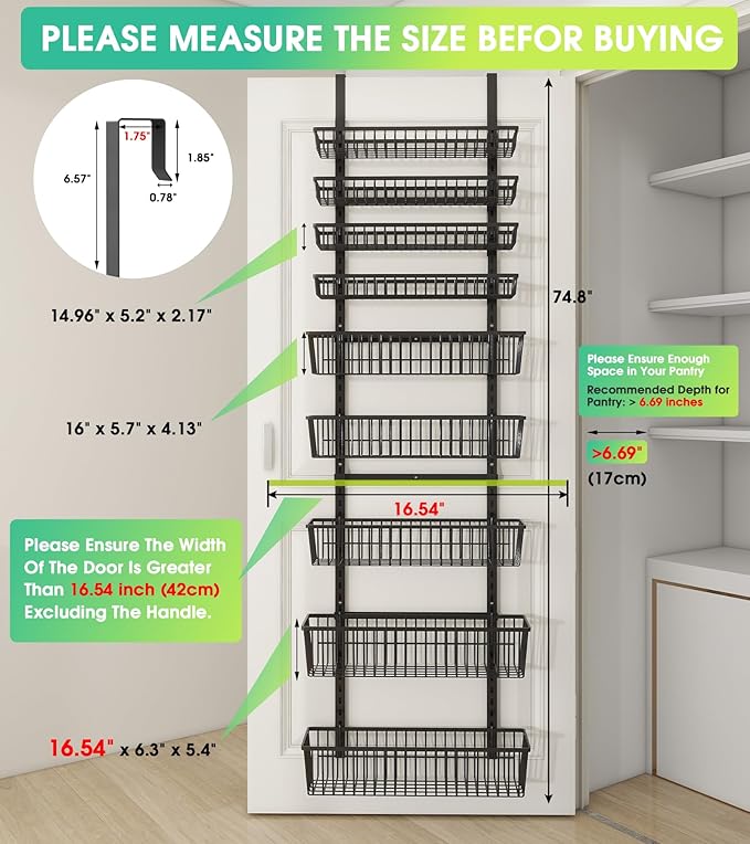 9-Tier Over The Door Pantry Organizer, Pantry Storage and Organization - Image 2