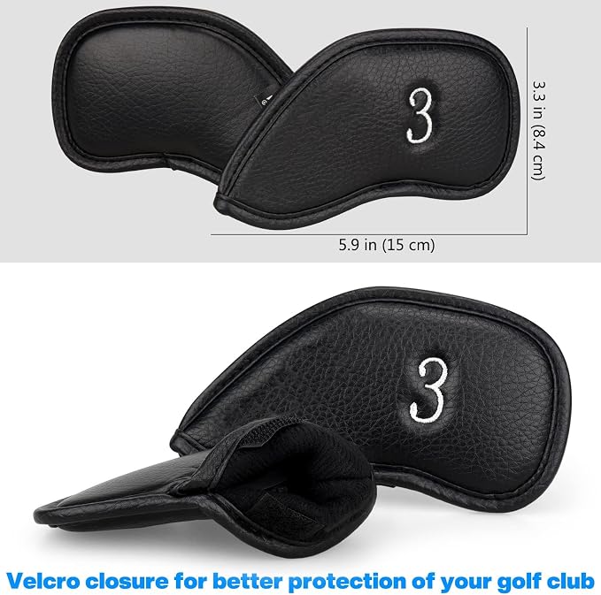 CRAFTSMAN GOLF 12pcs or 1pc Thick Synthetic Leather Golf Iron Head Covers Set - Image 3