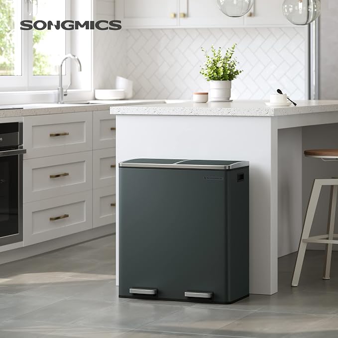 SONGMICS Trash Can, 2 x 8 Gallon Garbage Can - Image 2