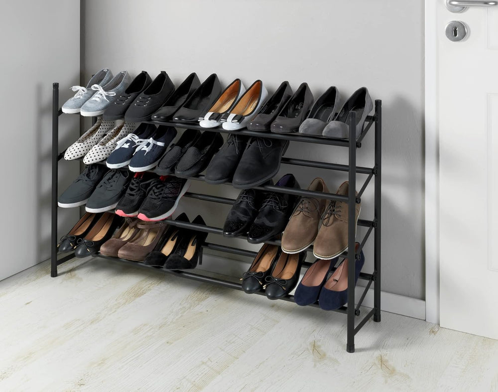 WENKO Anti-Slip Shoe Rack Hero Extendable Shoe Storage for 24 Pairs of Shoes,...
