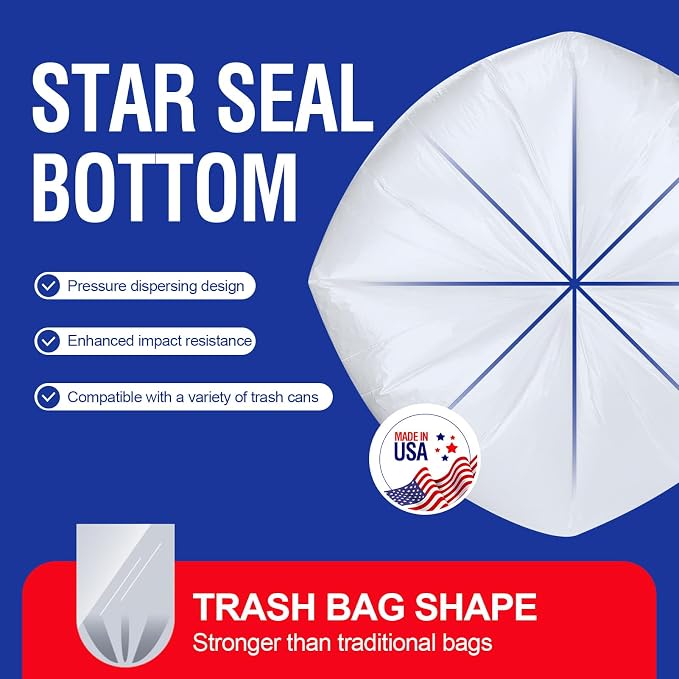 Delxo 40-45 Gallon Clear Trash Bags, Durable & Puncture-Resistant Plastic Can - Image 3