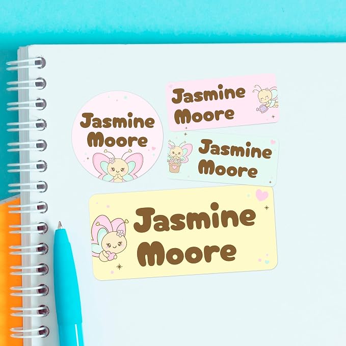Personalized Name Tag Stickers for Kids | Butterfly Waterproof Labels for by Cryptonite