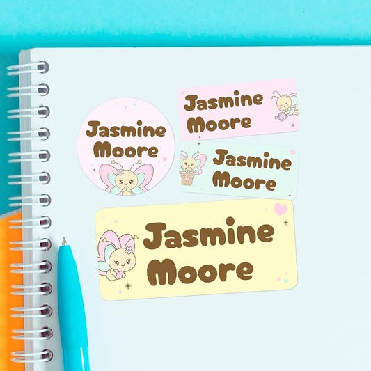 Personalized Name Tag Stickers for Kids | Butterfly Waterproof Labels for by Cryptonite