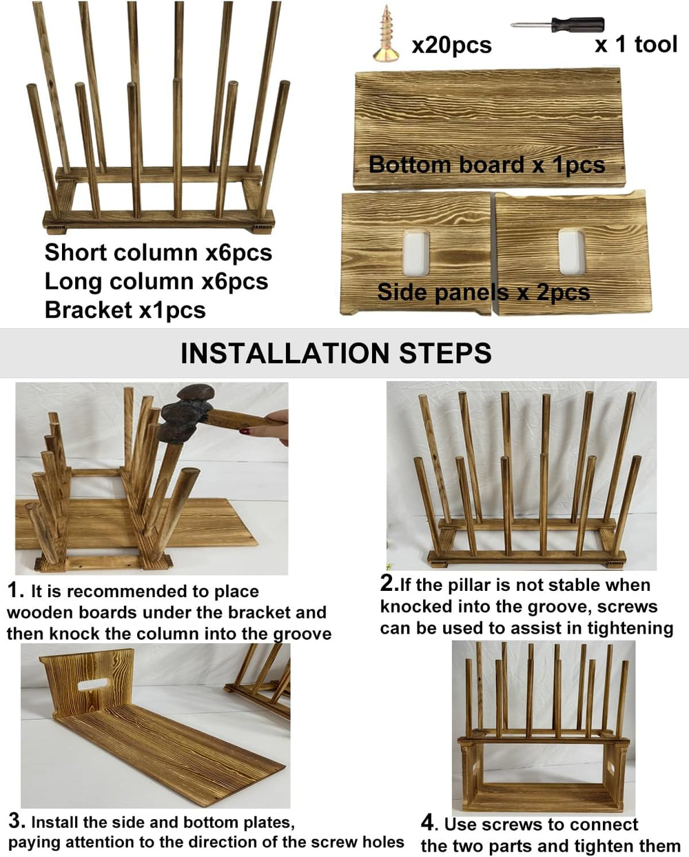 Wooden Boot Rack, 9 Pair Boot Organizer with Lower Shoe Shelf, Vertical Boot ...