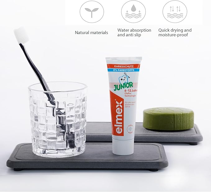 2 Pcs Water Absorbing Stone Trays, Kitchen/Bathroom Sink Soap Dish, Diatomite - Image 5