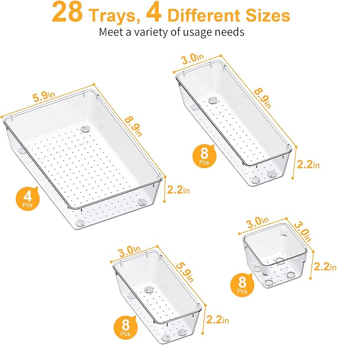 SMARTAKE 28 Piece Drawer Organizers