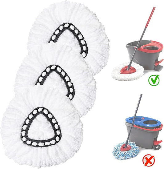3 Pack White Spin Mop Replacement Heads, Mop Head Replacement 100% Microfiber by V-chen