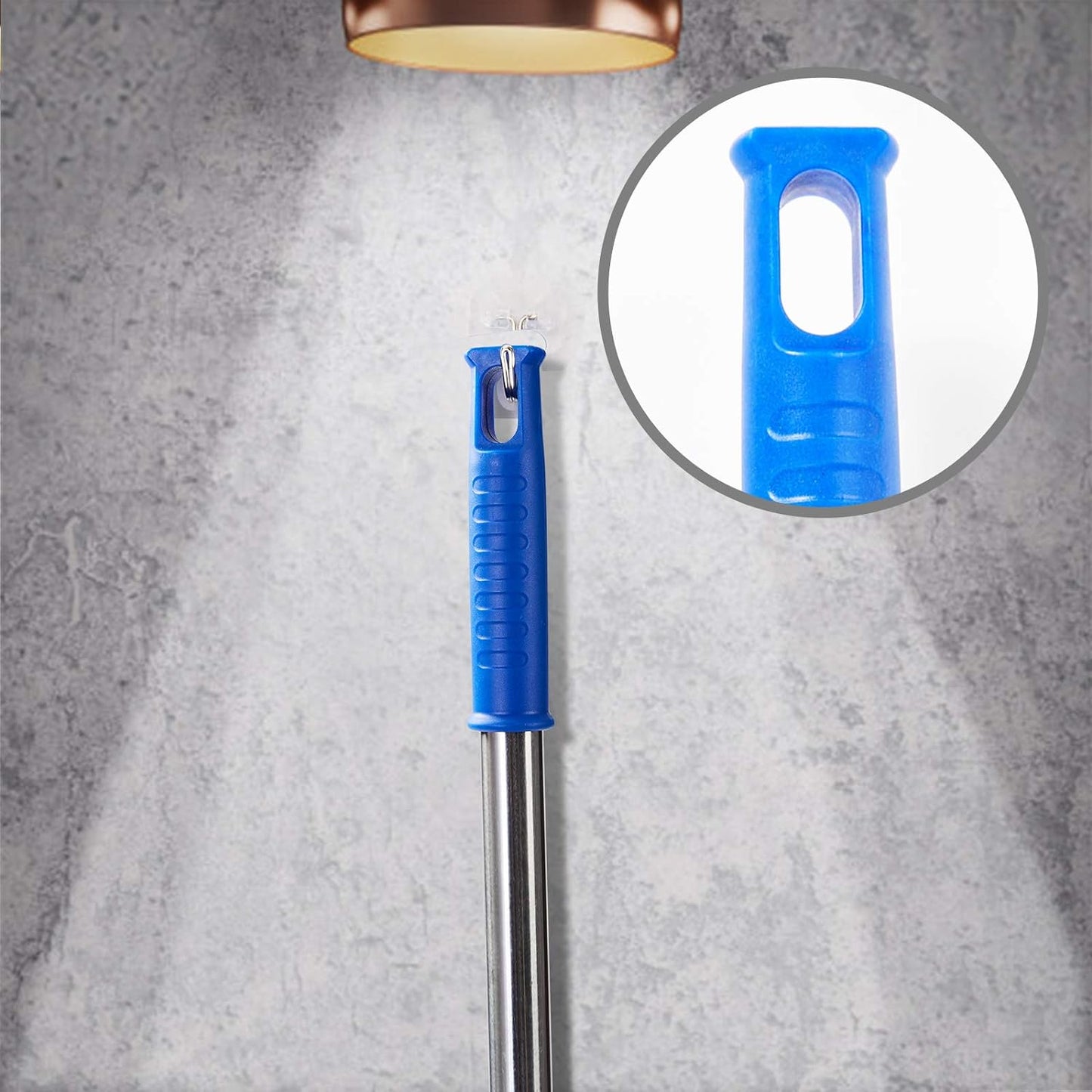ZZ LAZYCOTTAGE Cobweb Duster with ExtensionPole, Washable Cleaning Duster Kit with 2 DusterHeads, Cobweb Duster, Corner Brush, Telescoping Pole for Ceiling Fan (Blue)