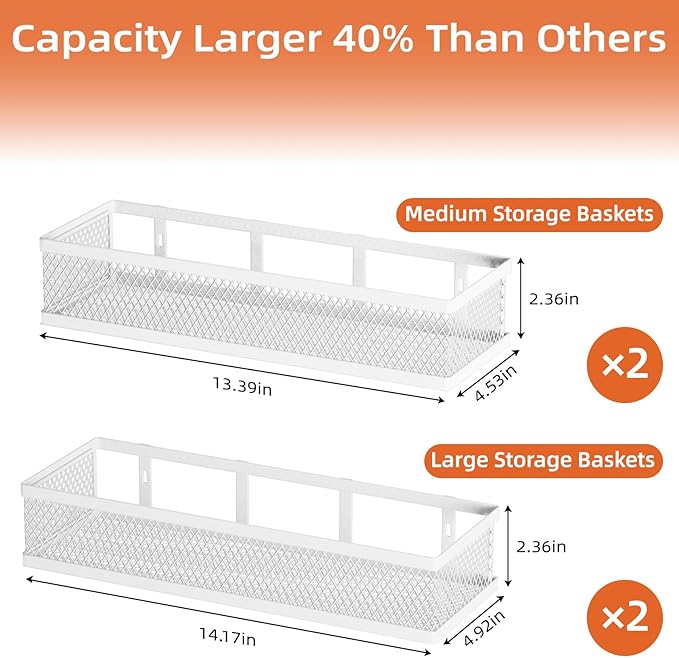 Spice Rack Wall Mount, 4 Pack Wall Spice Rack & Hanging Storage Baskets - Image 4