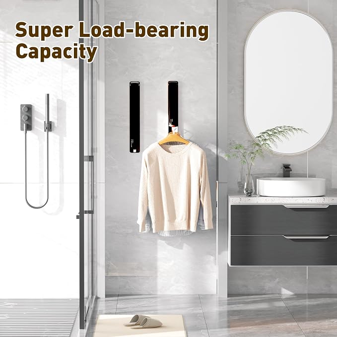 Clothes Drying Rack, Laundry Room Wall Mounted Retractable Clothes Hanger - Image 5