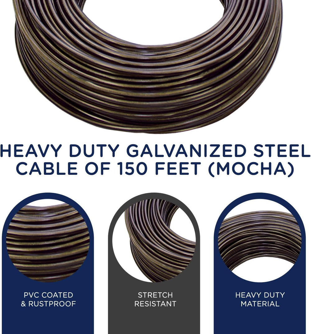 STRATA Heavy-Duty Clothesline Kit, 150 ft Steel Cable, Aged Bronze