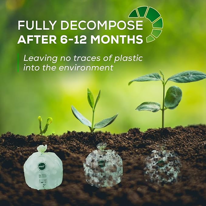 ANECO 100% Compostable Waste Bags 2.6 Gallon, Extra Thick Kitchen Small Compost - Image 6