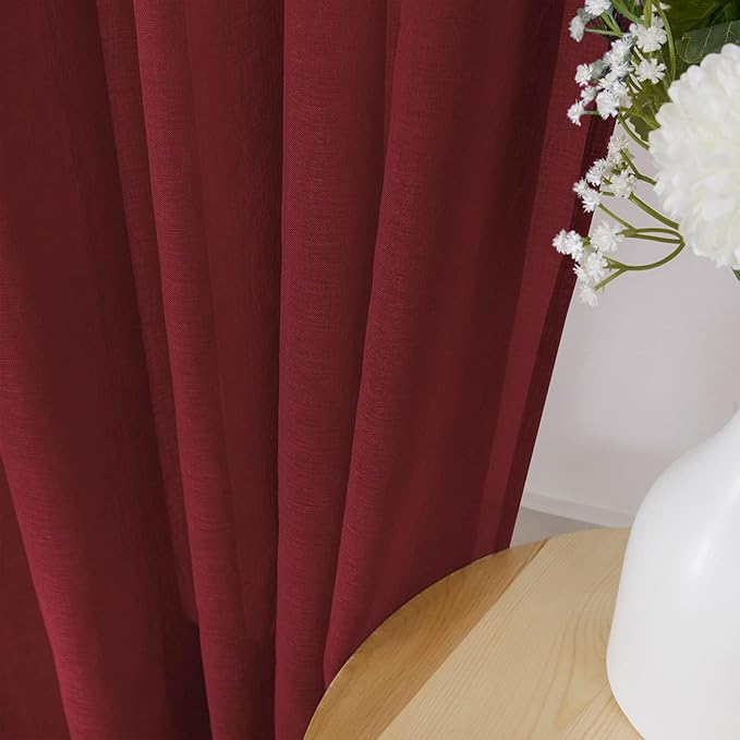 Tollpiz Short Sheer Curtain Linen Textured Living Room Curtains Sheer Light - Image 3