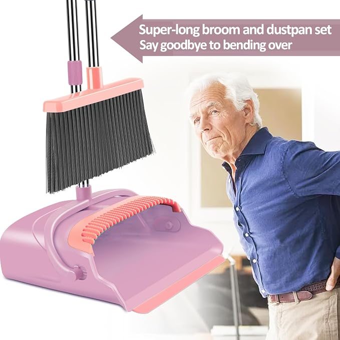 kelamayi Broom and Dustpan Set for Home, Indoor&Outdoor Sweeping, Stand Up - Image 4