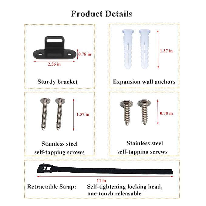 Anti Tip Furniture Anchors, Heavy Duty Furniture Wall Anchor, Adjustable - Image 5