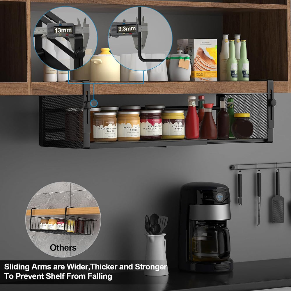 AmonHouseware 2Pack Expandable Under Shelf Storage Basket Organizer,Black