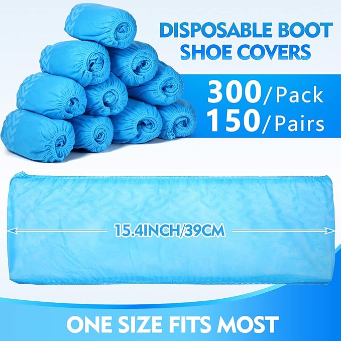 Zhanmai 300 Pack Disposable Shoe Covers Non Slip Disposable Large Foot Booties - Image 2