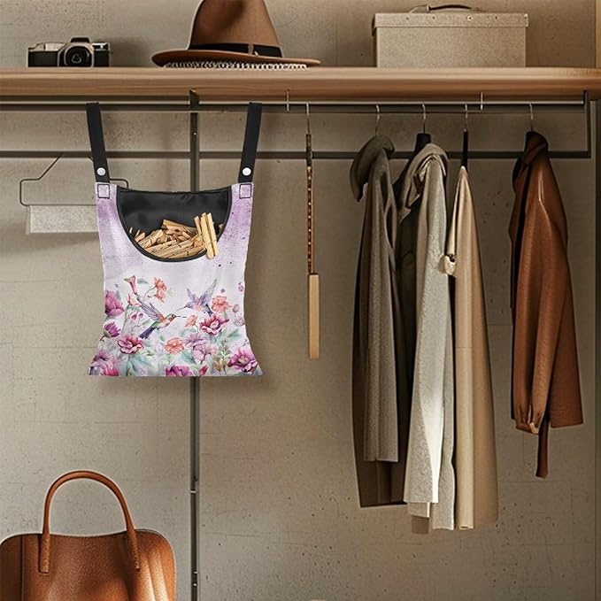 Hummingbird Adjustable Door-Hanging Laundry Clothespin Bag Clothespin Storage - Image 5
