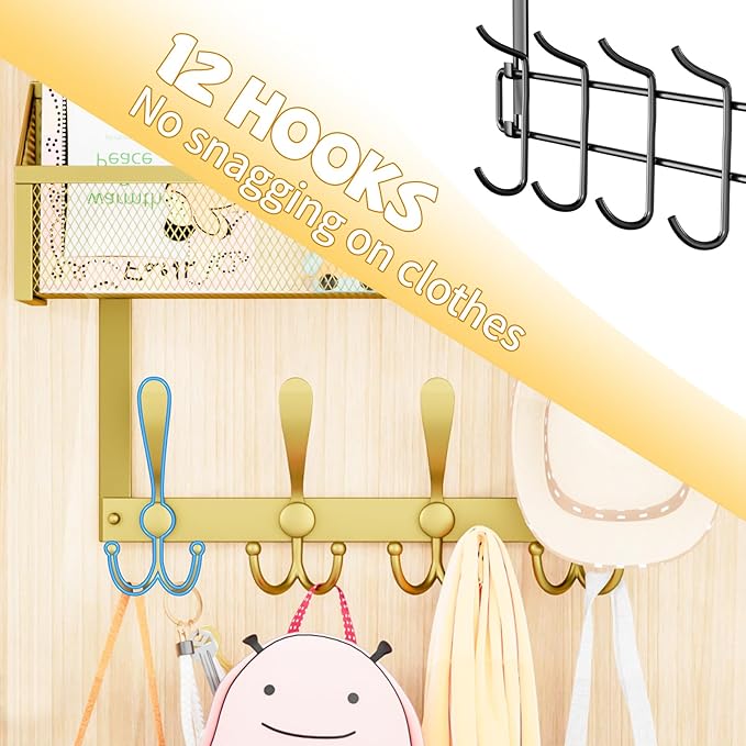 Over The Door Hooks Organizer, Coat Rack Over The Door Storage Hanger Towel Rack - Image 4