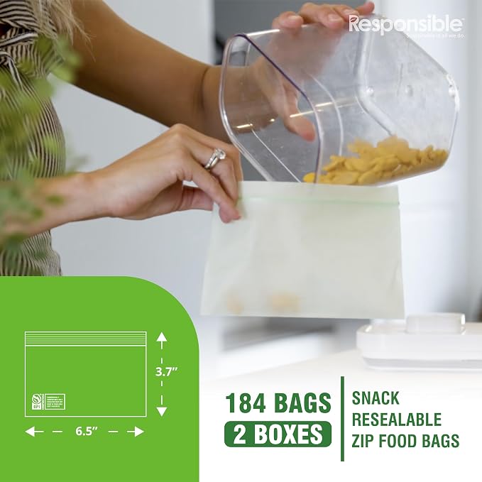 Responsible Products Certified Compostable SNACK Resealable Zip Bag, Extra - Image 2