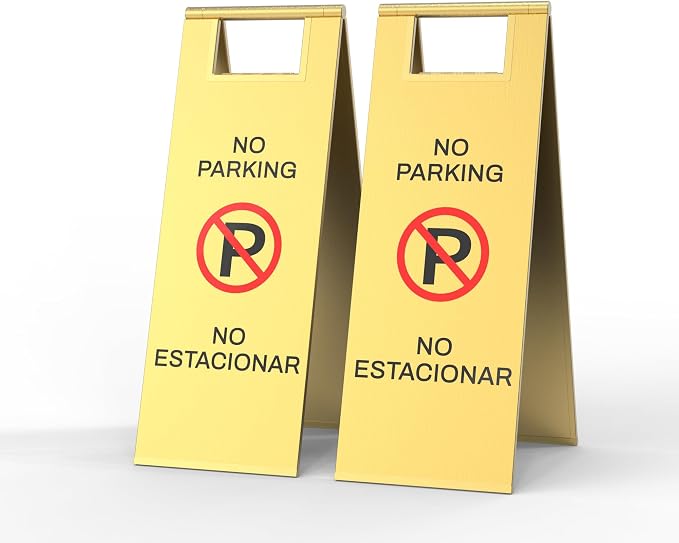 Stainless Steel No Parking Sign Portable Foldable Handle 2-Pack by CrazyAnt
