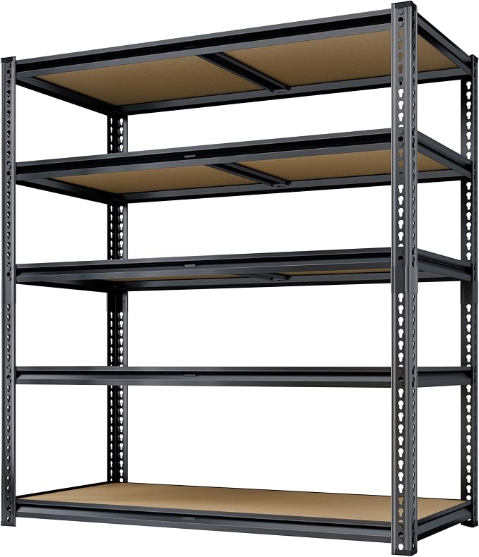 72" H Storage Shelves Heavy Duty, 2200LBS Garage Shelving, 5 Tier Metal - Image 9