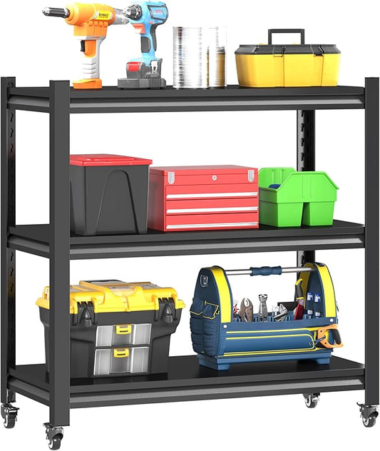 3 Tier Adjustable Garage Storage Shelving, Heavy Duty Utility Rack Shelf Unit by Kooyon