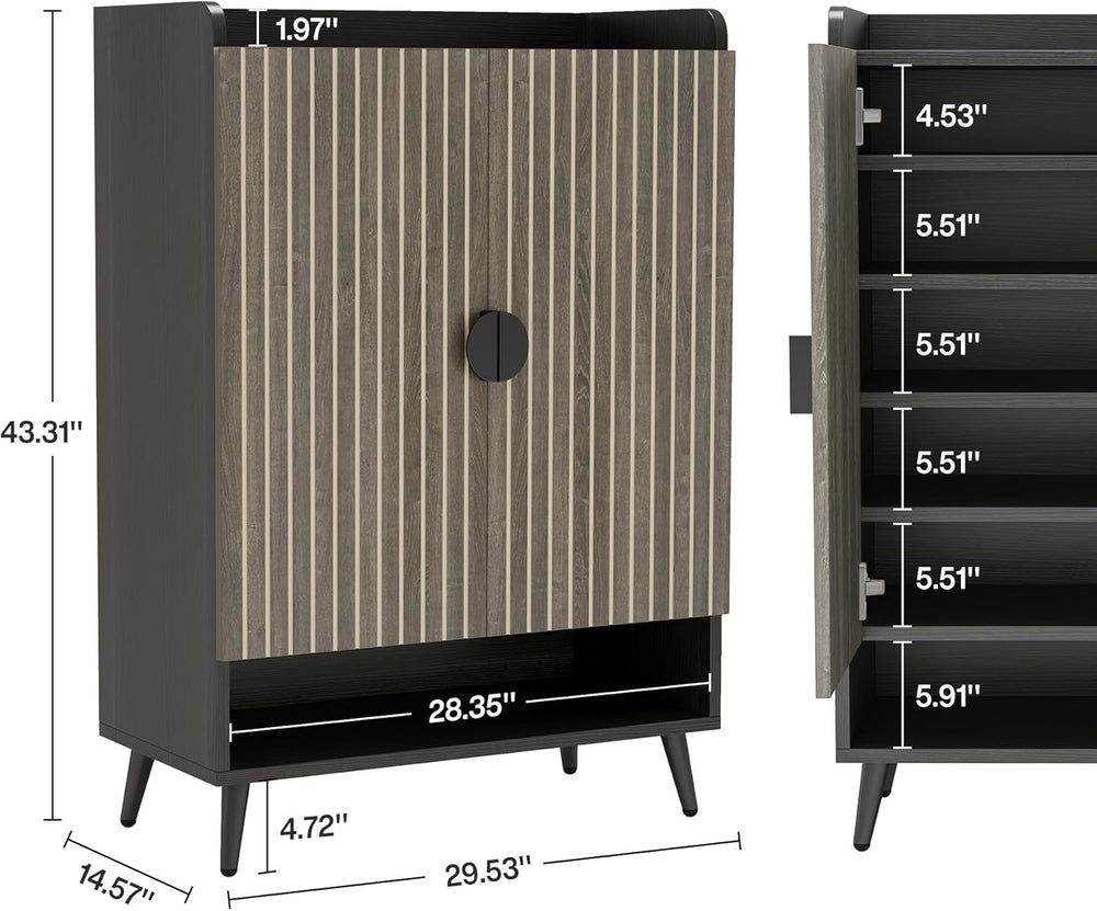 Tribesigns Shoe Cabinet with Doors, 7-Tier Shoe Storage Cabinet with Adjustab...