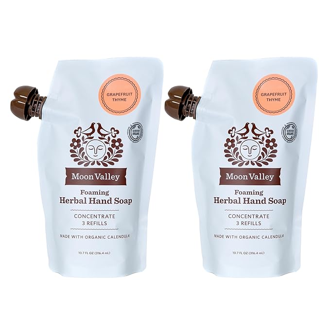 Moon Valley Foaming Hand Soap Refill Pouch, Two-Pack Grapefruit Thyme Soap by MoonValleyOrganics