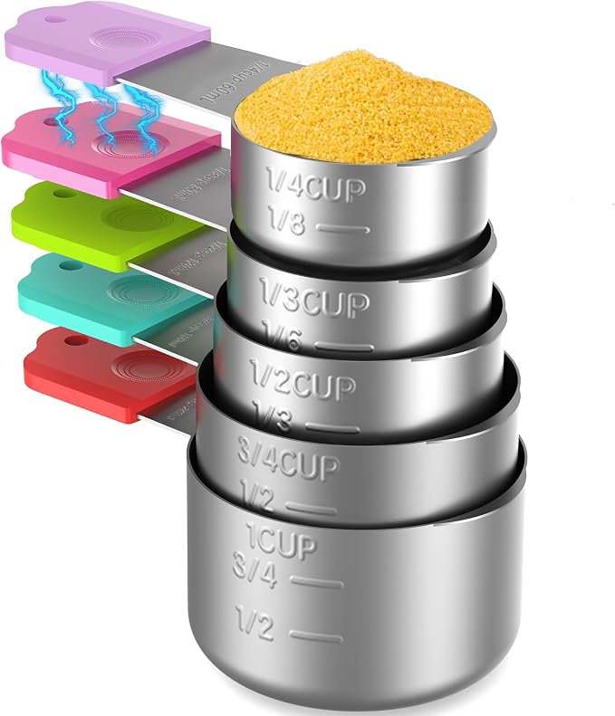 Magnetic Measuring Cups, 5 Stainless Steel Nesting Measuring Cup Set by Minteem-MeasuringCups