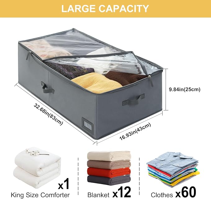 10-Inch Under Bed Storage Containers | Sturdy Sidewalls | Clear Cover & Label - Image 3