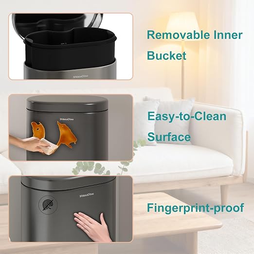 3.2 Gallon Small Bathroom Step Trash Can - Image 3