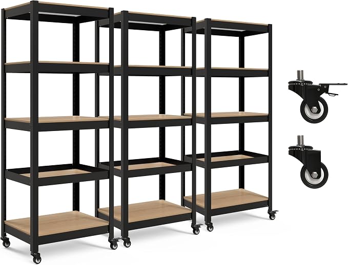 HOMEDANT House 5-Tier Metal Rolling Cart Shelf Rack Casters Heavy Duty by TheBestOrganizingSolution