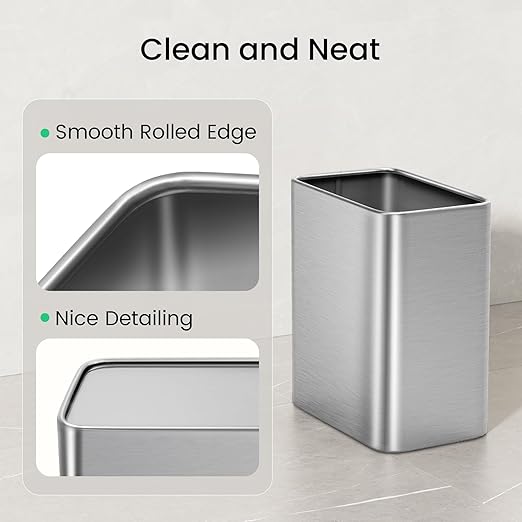 Cesun Small Bathroom Trash Can 2.1 Gallon Wastebasket, Modern Metal Garbage Can - Image 5