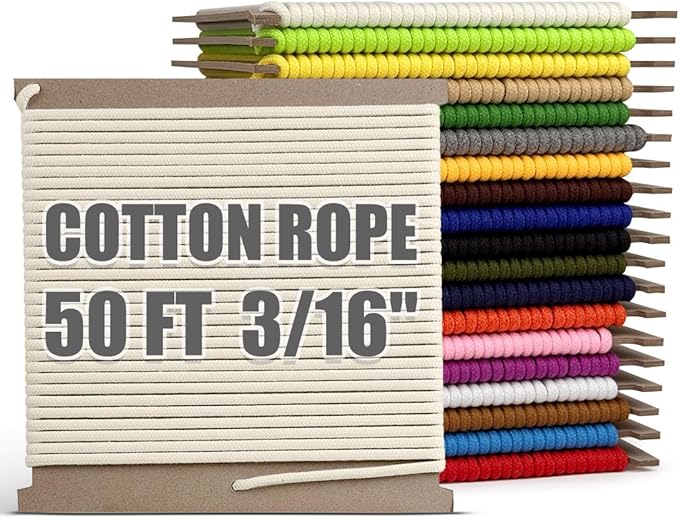PerkHomy 500lb Cotton Rope 3/16" 50 ft Multi Purpose Utility Diamond Braided by PerkHomy